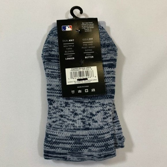 San Diego Padres PWKY Athletic Fit Socks Boy's Size M Grey Navy Tatis Machado - Picture 2 of 2